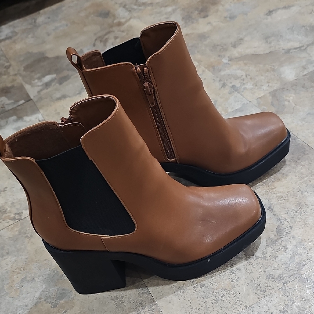 MIA Brown Ankle Boots with Black Accents
